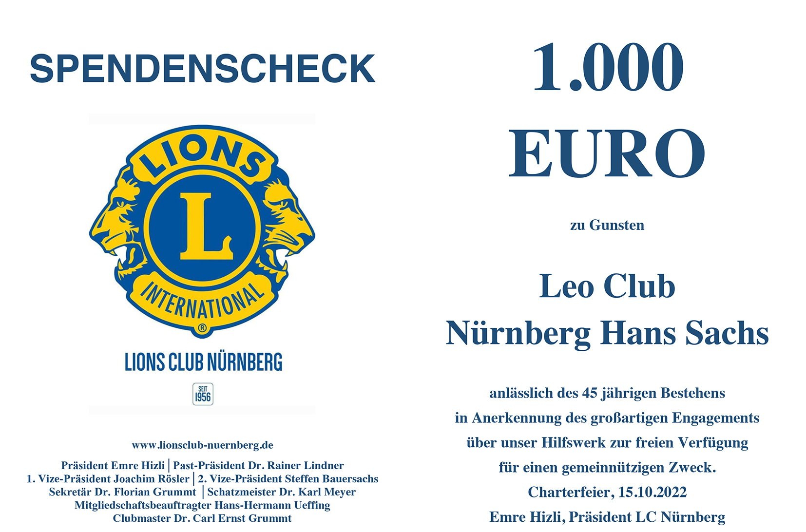 45 Jahre Leo Club Nurnberg Hans Sachs Lions Club Nurnb